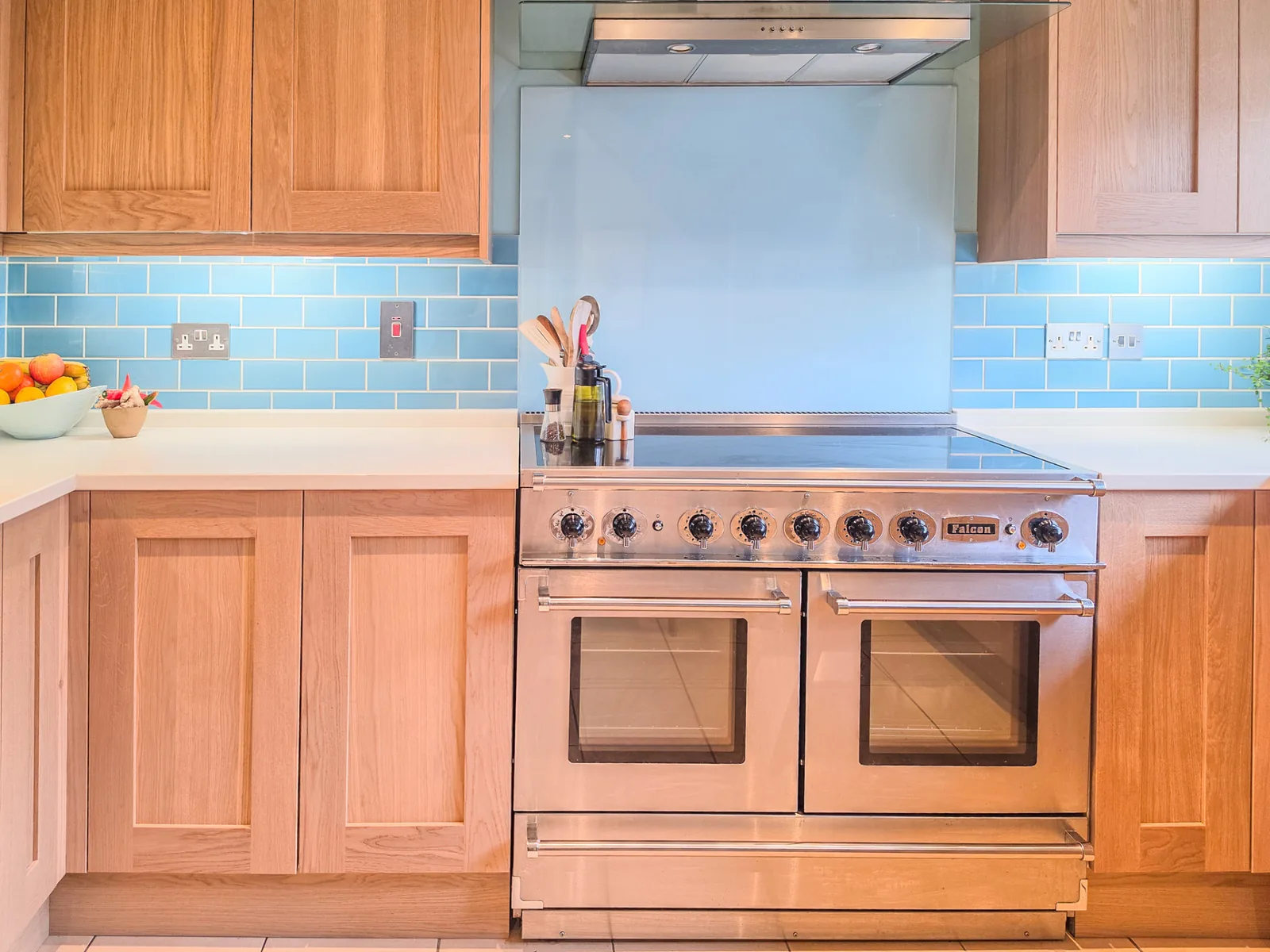 Solid oak replacement doors fitted around the existing range cooker