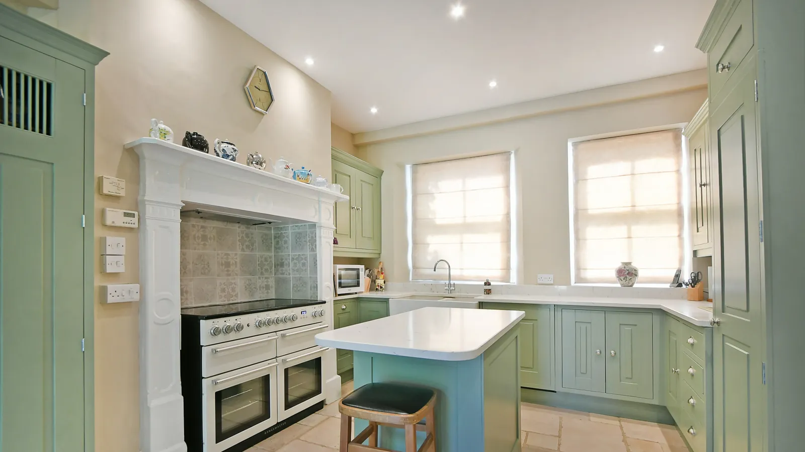 The same Malmesbury kitchen after respraying in green